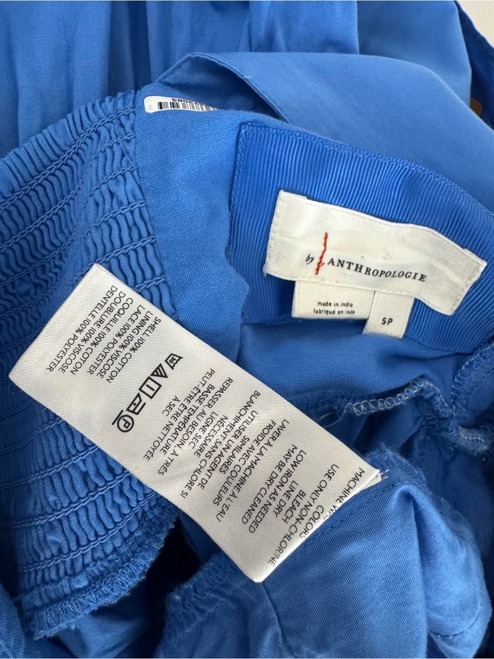 Anthropologie Helena Square-Neck Tiered Midi Dress Smocked Scallop size S blue - Picture 6 of 7